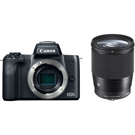 Canon EOS M50 + Sigma 16mm f/1.4, melns