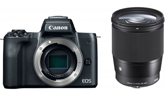 Canon EOS M50 + Sigma 16mm f/1.4, melns