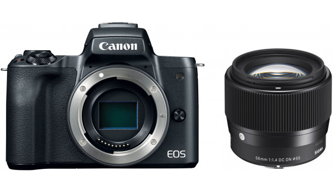 Canon EOS M50 + Sigma 56mm f/1.4, melns