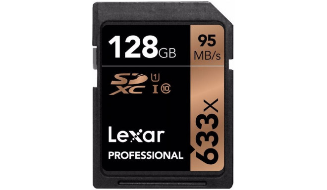 Lexar карта памяти SDXC 128ГБ Professional 633x U3 V30 95МБ/с