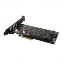 AXAGON PCEM2-DC PCI-E 3.0 4x - DUAL M.2 SSD (NVMe + SATA), dual voltage, up to 110mm SSD, fan + heat