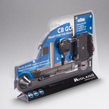 Midland CB-GO USB - M-Mini car transceiver and LC29 magnetic antenna SET in blister