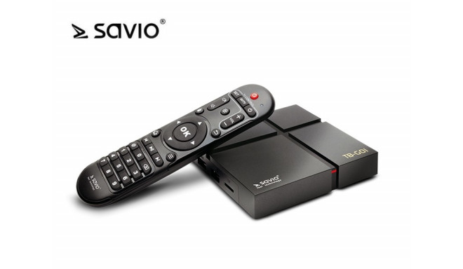 Media player SAVIO TB-G01 Smart TV Box Gold 2/16 GB Android 9.0 Pie, HDMI v 2.1, 4K, Dual WiFi, USB 