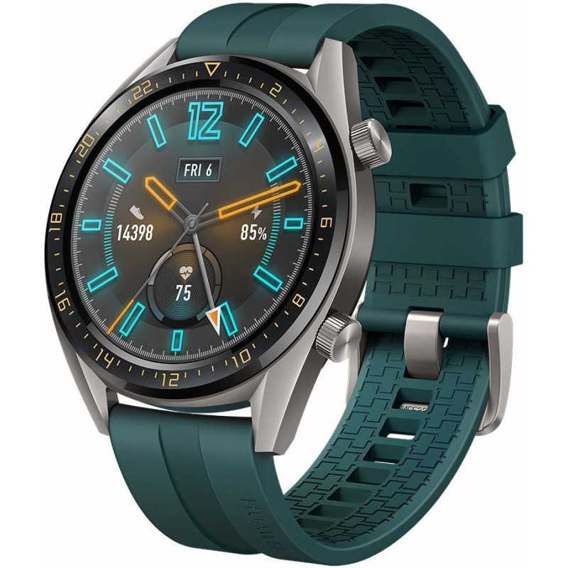 Huawei Watch GT titanium grey stainless steel dark green fluoroelastomer strap 46mm FTN B19 Smartwatches Photopoint