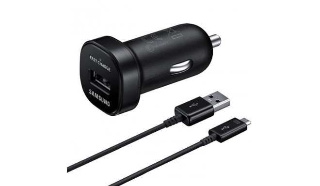 Autolaadija USB-C otsikuga (adapter 2A/18W + USB-kaabel 1.5m), kiirlaadimine, must, Samsung