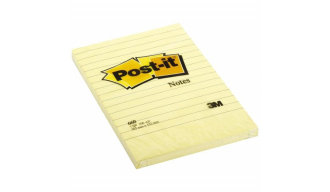 Märkmepaber iseliimuv POST-IT 660  kollane jooneline,102x152mm (pakis 100l.)