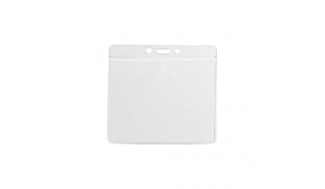 Kaardihoidja PVC -tasku 90x110mm (120x115välismõõt), läbipaistev, horisontaalne, riputusaasaga