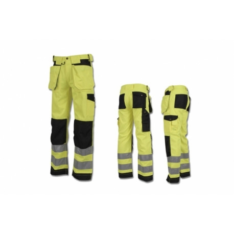 Kõrgnähtavad ripptaskutega vööpüksid kollased 2XL