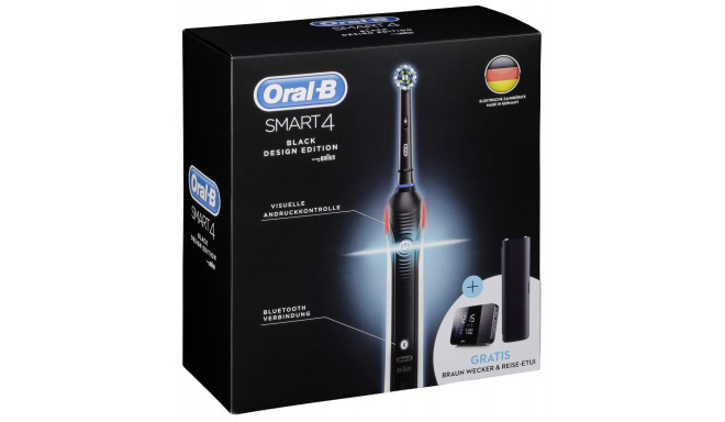 Braun Oral B Electric Toothbrush Smart 4500 Black Alarm Clock Electric Toothbrushes 