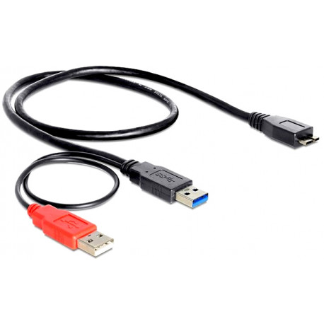 Delock kaabel microUSB - USB 2.0 + USB 3.0 60cm, must (82909)