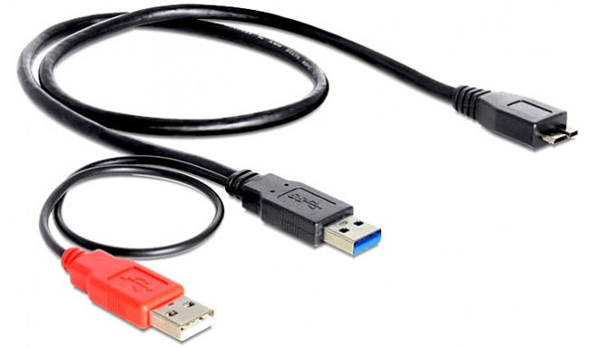 Delock kaabel microUSB - USB 2.0 + USB 3.0 60cm, must (82909)