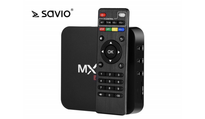 TV Box, Android 9.0 Pie SAVIO HDMI v 2.0, 4K UHD, 4xUSB, WiFi, SD/MMC