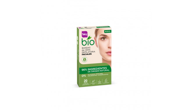 TAKY BIO NATURAL 0% bandas de cera faciales depilatorias 20 u