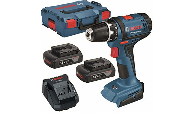 Bosch cordless drill GSR 18-2-LI Professional, 18 Volt (blue / black, L-BOXX, 2x Li-Ion battery 1.5A