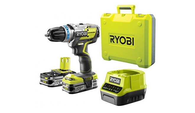 Ryobi cordless drill R18DDBL-225B, 18 Volt (green / black, 2x Li-Ion battery 2.5Ah)