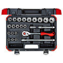 Gedore Red Socket set 1/2 ", 24 pieces (red / black, with Shift-gun, SW 10mm - 32mm)