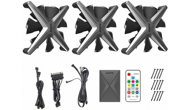 ALSEYE X12 kit 120x120x30 mm case fan (gray, 3-pack, control unit, remote control)