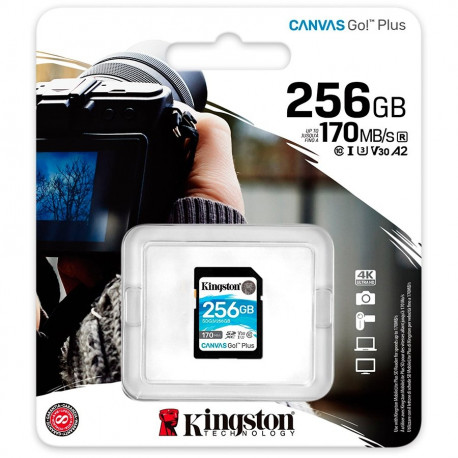 Kingston 256GB SDXC Canvas Go Plus 170R C10 UHS-I U3 V30