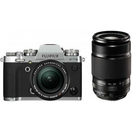 Fujifilm X-T3 + 18-55mm + 55-200mm Kit, hõbedane