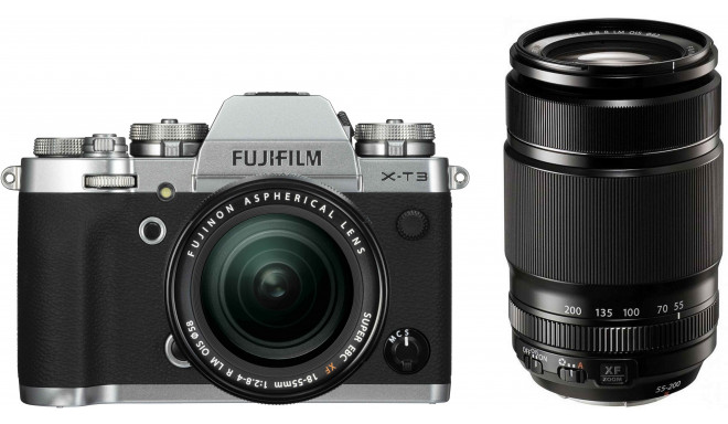 Fujifilm X-T3  + 18-55mm + 55-200mm Kit, sudrabots