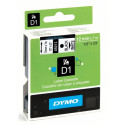 Dymo embossing tape D1 12mm 7m, black/white