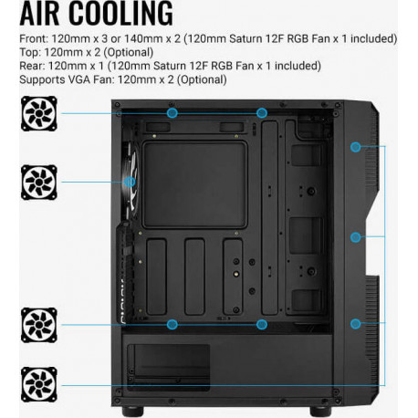 Aerocool Menace Saturn RGB, tower case (black, Tempered Glass)