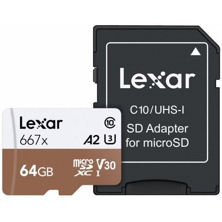 Lexar mälukaart microSDXC 64GB Pro 667X U3 V30 + adapter