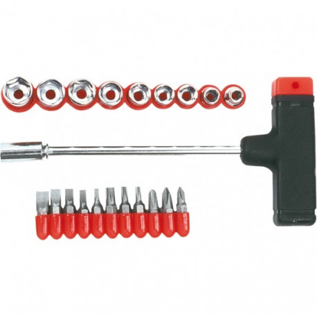 Bit and socket set with "T" handle, set 21 pcs