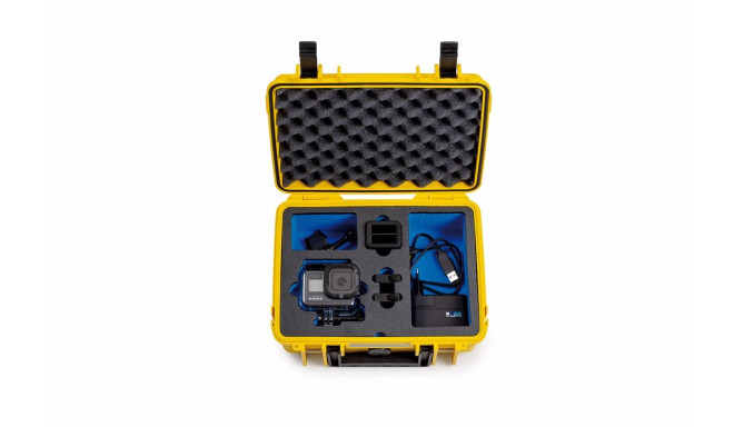 BW OUTDOOR CASE TYPE 1000 FOR GOPRO HERO 8 WATERPROOF HOUSING, BATTERIES, DUAL CHARGER,YELLOW