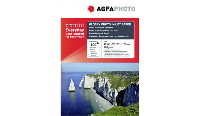 Agfaphoto fotopaber 10x15 Glossy 180g 100 lehte