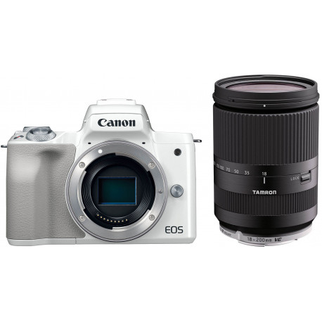 Canon EOS M50 + Tamron 18-200мм VC, белый
