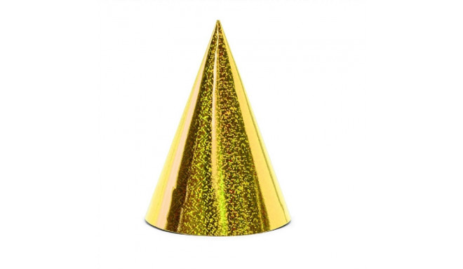 Ballīšu cepures - zelta, hologrāfiskas, 6 gab
