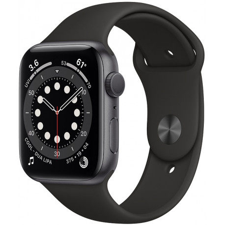Apple Watch 6 GPS 44mm Sport Band, space gray/black