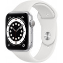 Apple Watch 6 GPS 44mm Sport Band, серебристый/белый