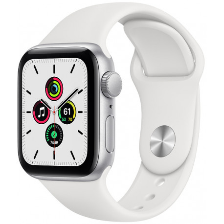 Apple Watch SE GPS 40mm Sport Band, silver/white