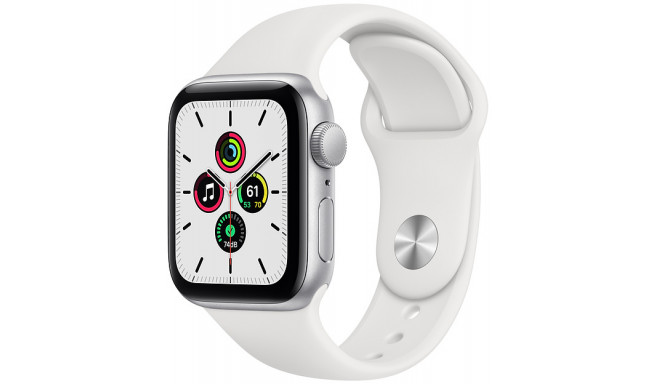 Apple Watch SE GPS 40mm Sport Band, silver/white