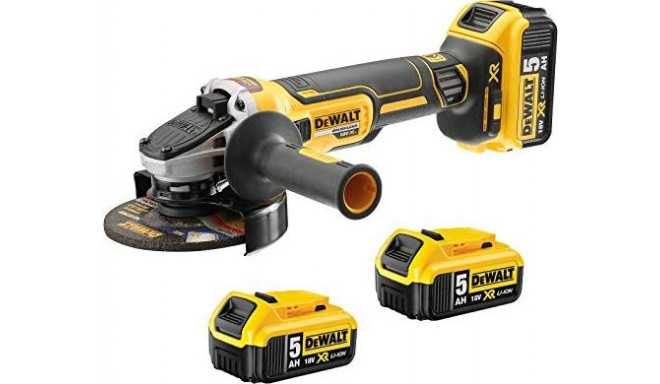 DeWALT cordless angle grinder DCG405P3, 18Volt (black / yellow, 3x Li-ion battery 5.0Ah)