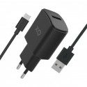 Toalaadija USB-C otsikuga (adapter 2.4A/12W + USB-kaabel 1m), kiirlaadimine, must, Xqisit