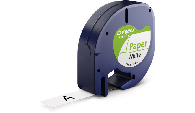 Dymo etiketilint LetraTag Paper 12mmx4m, must/valge