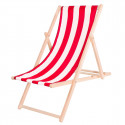 / PLATINET GARDEN WOODEN SUNBED SUMMER RED STRIPES [45436]