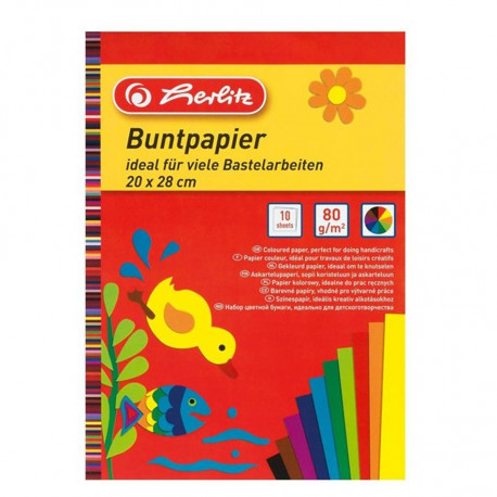 Herlitz Бумага поделочная, 20 х 28 см, 10 листов, 10 цветов