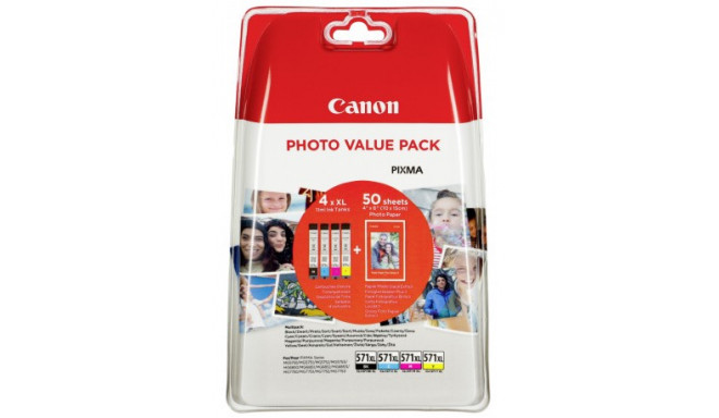 Canon ink + photo paper Photo Value Pack CLI-571XL, black/color