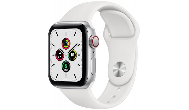 Apple Watch SE GPS + Cellular 40mm Sport Band, silver/white (MYEF2EL/A)