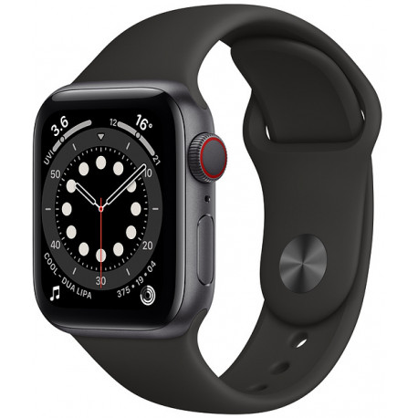 Apple Watch 6 GPS + Cellular 40mm Sport Band, space grey/black (M06P3EL/A)