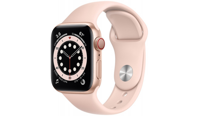 Apple Watch 6 GPS + Cellular 40mm Sport Band, gold/pink sand (M06N3EL/A)