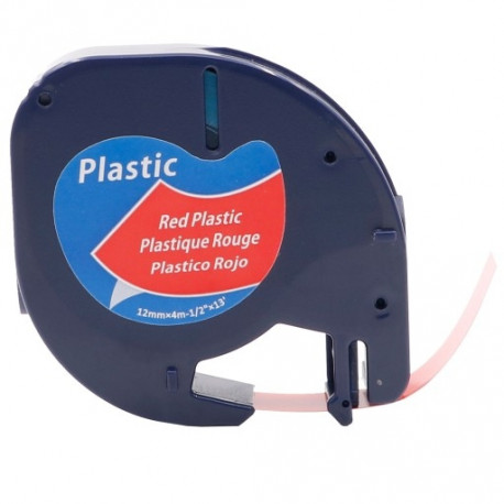 DYMO LetraTag plastteip 12mm x 4m / must punasel (S0721580)