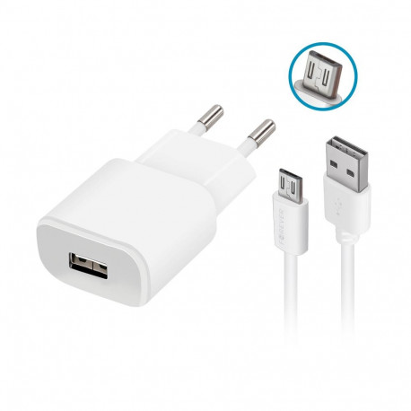Forever laadija TC-01 USB 2A + microUSB kaabel, valge