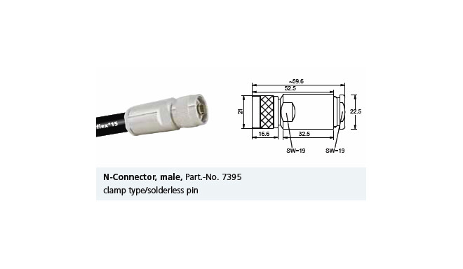 N male connector for Ecoflex10, solderless