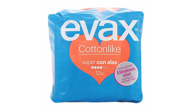 Super Sanitary Pads with Wings Cotton Like Evax (12 uds)