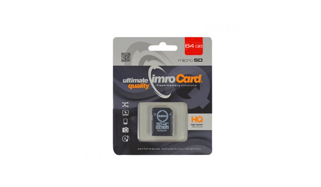 Imro mälukaart microSDXC 64GB C10 UHS-I + adapter